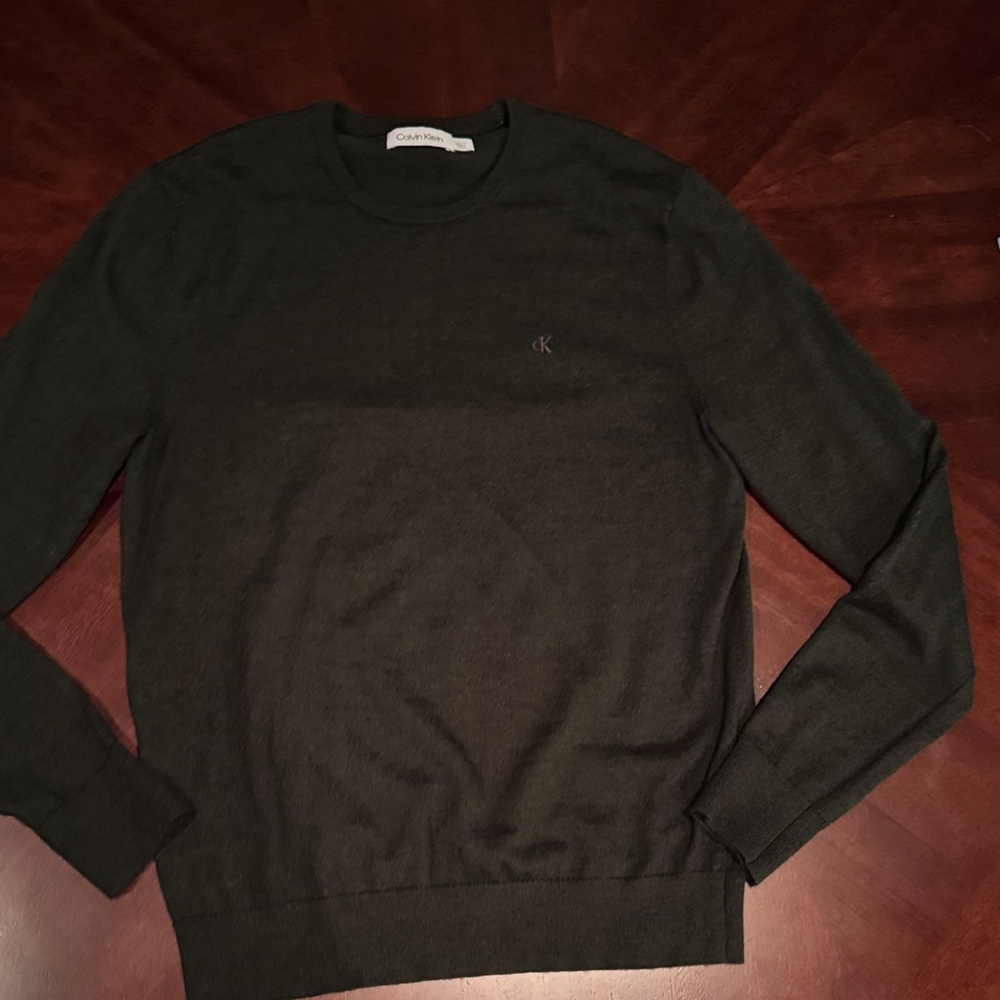 Calvin Klein Men's Black Merino Wool Lightweight Crewneck Sweater (S)